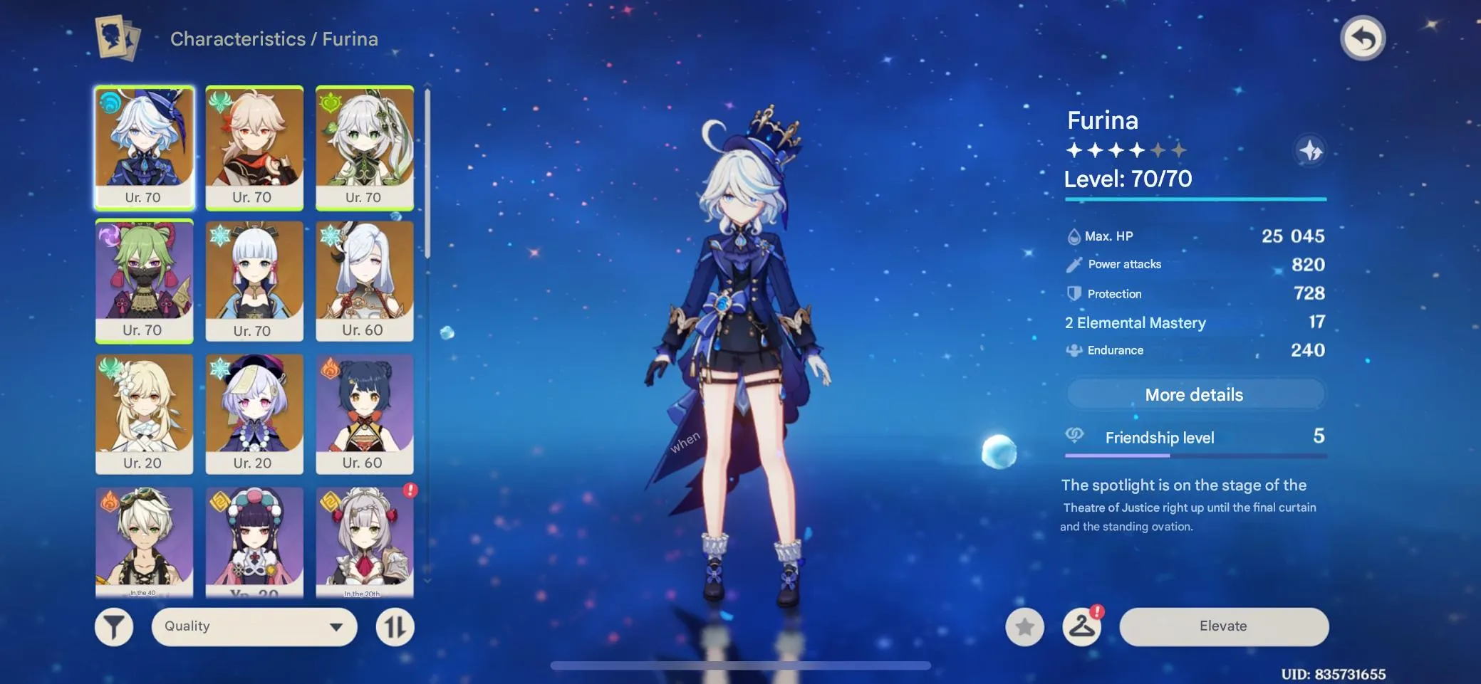 GI1393 Ayaka, Furina, Kazuha, Shenhe, Nahida |  Adventure Rank 35 